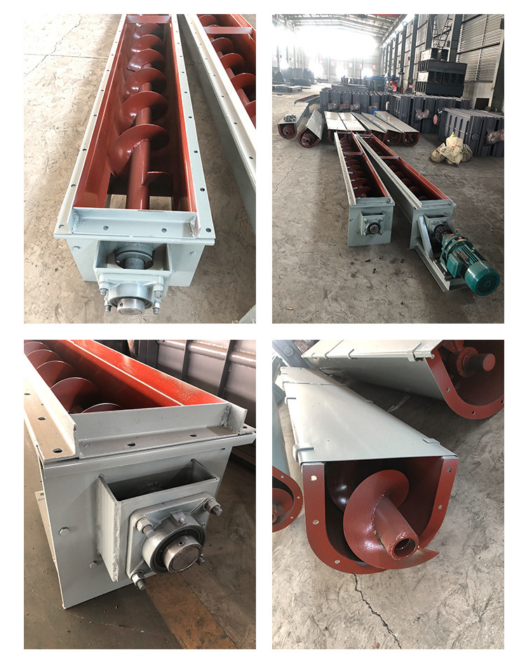 U型螺旋輸送機(jī)細(xì)節(jié)展示，采用不銹鋼材質(zhì)，輸送穩(wěn)定