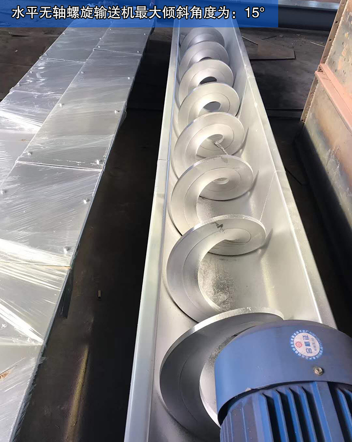  水平無軸螺旋輸送機(jī)最大輸送角度為15°